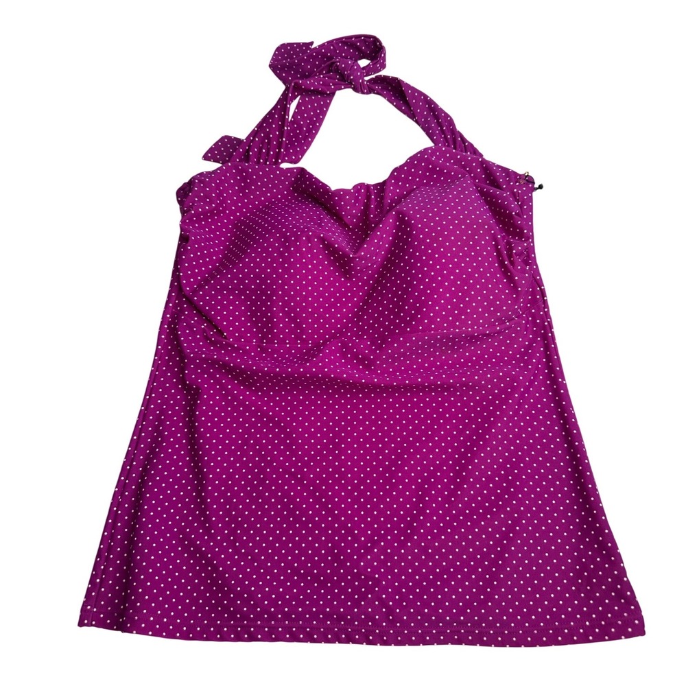 Divinita‎ Sole Purple Polka Dot Square Halter Tankini Top XL 791-WT NWT Resort